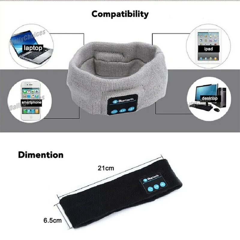 Wireless Bluetooth 5.0 Headband Earphones with MIC, Sports, Sleep, and Music. Long Battery Life.