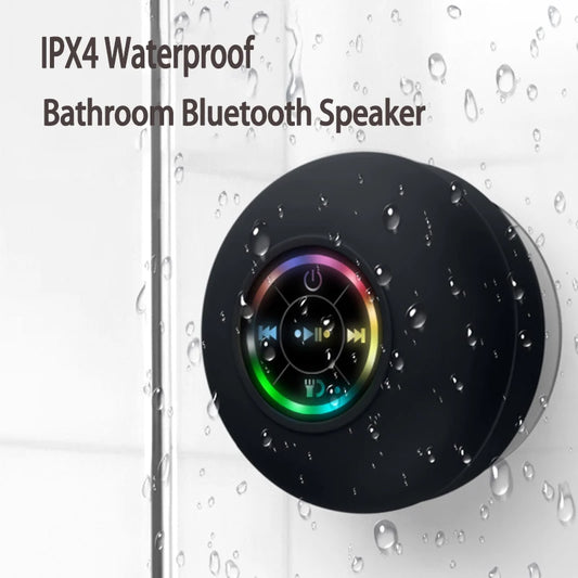 Waterproof Mini Bluetooth Speaker with RGB Lights, Wireless Shower Speaker, Hand-free, for Phone & Car